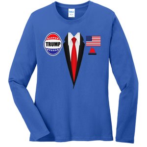 President Trump Suit Halloween Lazy Costume Flag Ladies Long Sleeve Shirt