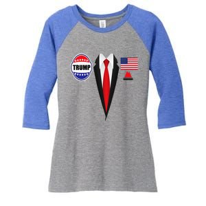 President Trump Suit Halloween Lazy Costume Flag Women's Tri-Blend 3/4-Sleeve Raglan Shirt