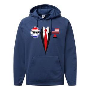 President Trump Suit Halloween Lazy Costume Flag Performance Fleece Hoodie