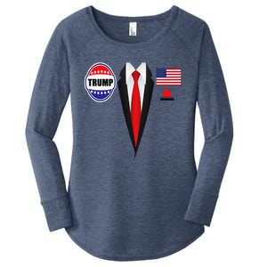 President Trump Suit Halloween Lazy Costume Flag Women's Perfect Tri Tunic Long Sleeve Shirt