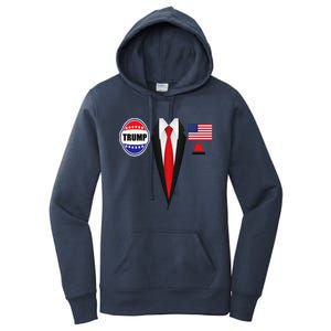 President Trump Suit Halloween Lazy Costume Flag Women's Pullover Hoodie