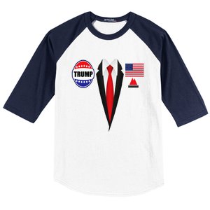 President Trump Suit Halloween Lazy Costume Flag Baseball Sleeve Shirt