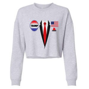 President Trump Suit Halloween Lazy Costume Flag Cropped Pullover Crew