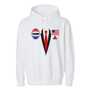 President Trump Suit Halloween Lazy Costume Flag Garment-Dyed Fleece Hoodie