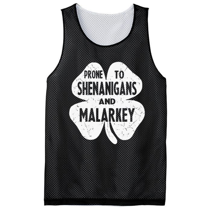 Prone To Shenanigans And Malarkey Funny St Patricks Day Mesh Reversible Basketball Jersey Tank