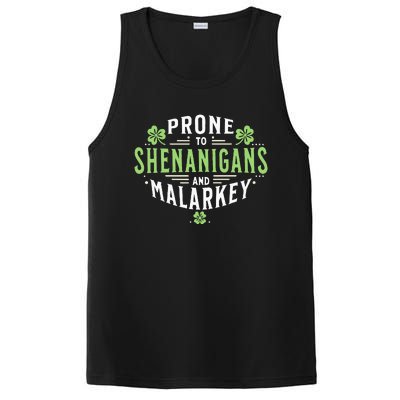 Prone To Shenanigans & Malarkey Fun Clovers St Patrick's Day PosiCharge Competitor Tank