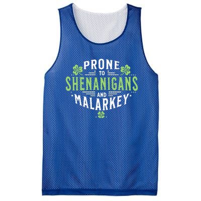 Prone To Shenanigans & Malarkey Fun Clovers St Patrick's Day Mesh Reversible Basketball Jersey Tank