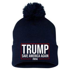 Pro Trump Save America Again 2024 Election Pom Pom 12in Knit Beanie