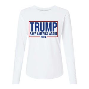 Pro Trump Save America Again 2024 Election Womens Cotton Relaxed Long Sleeve T-Shirt