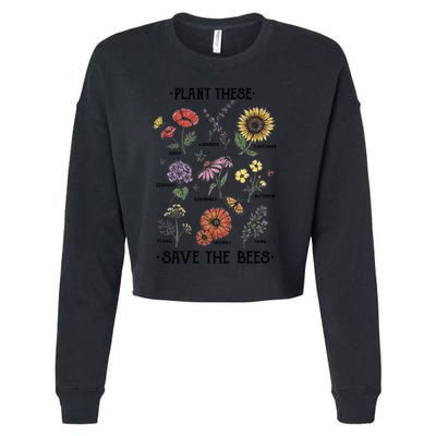 Plant These Save The Bees Flowers Gardening Gift Cropped Pullover Crew