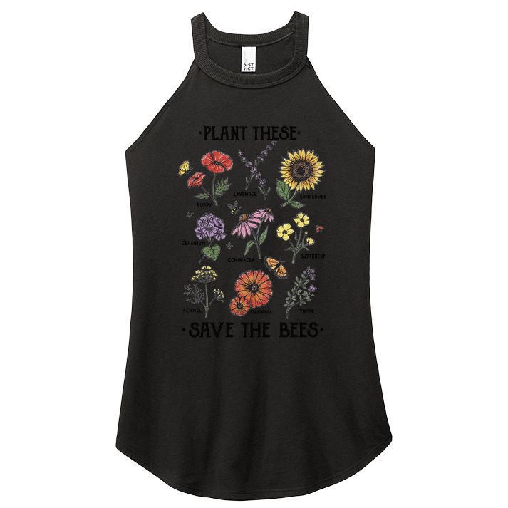 Plant These Save The Bees Flowers Gardening Gift Women's Perfect Tri Rocker Tank