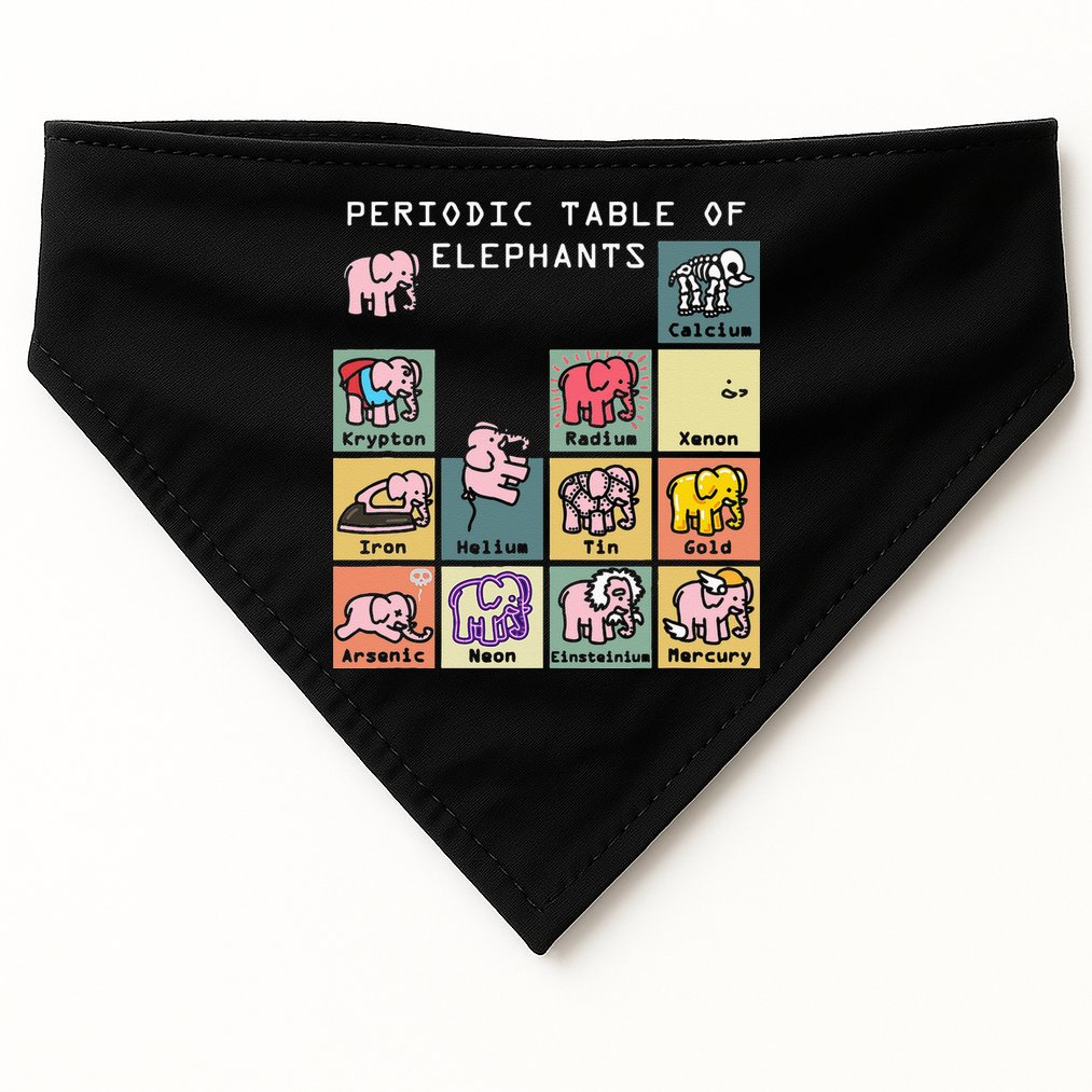 Periodic Table Science Club Biology Teacher Elephant Lover USA-Made Doggie Bandana