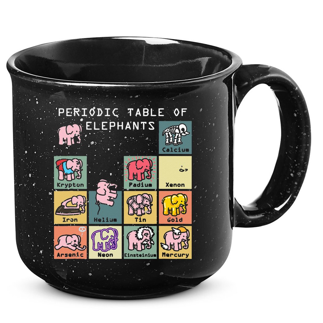 Periodic Table Science Club Biology Teacher Elephant Lover 15oz Campfire Ceramic Mug