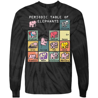 Periodic Table Science Club Biology Teacher Elephant Lover Tie-Dye Long Sleeve Shirt