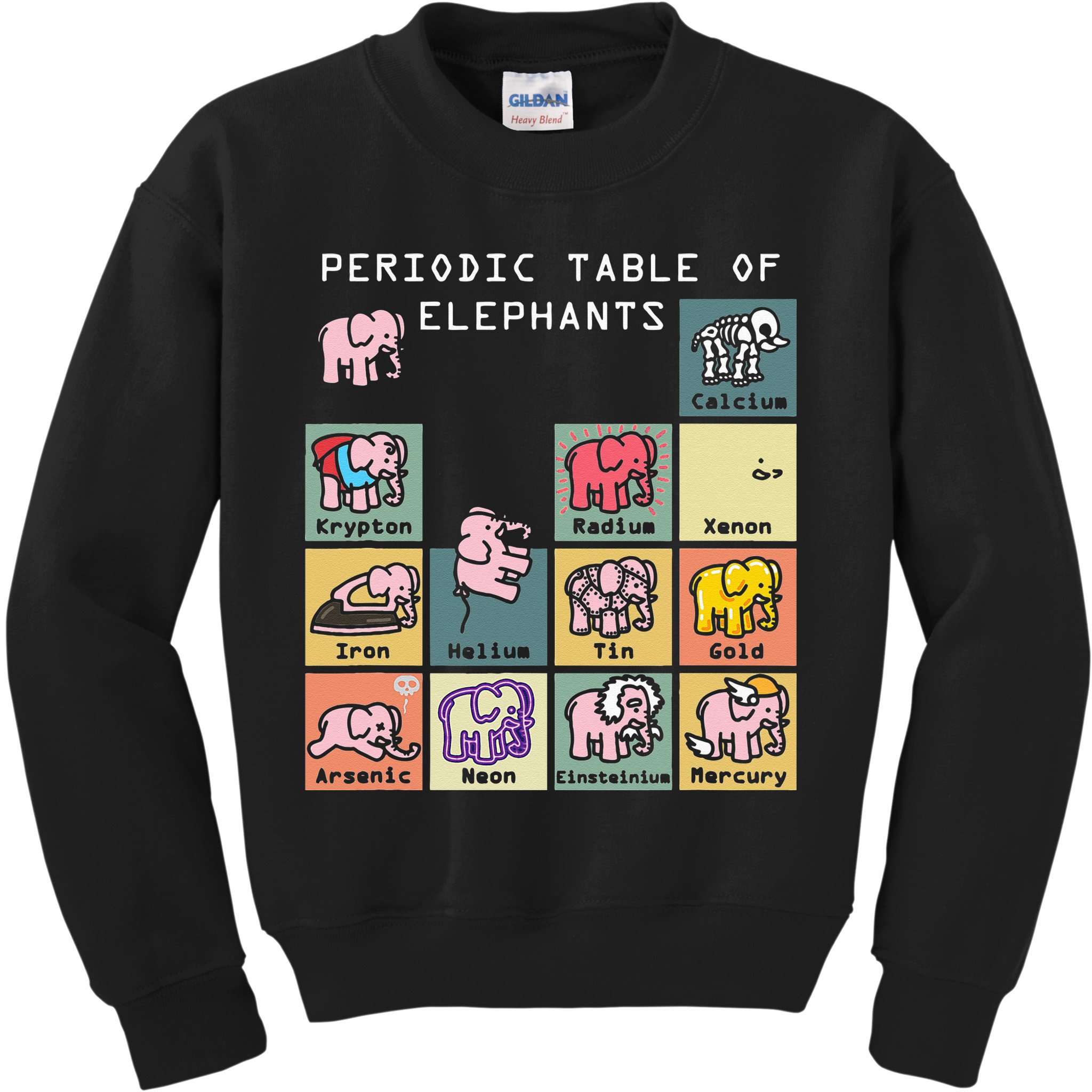 Periodic Table Science Club Biology Teacher Elephant Lover Kids Sweatshirt