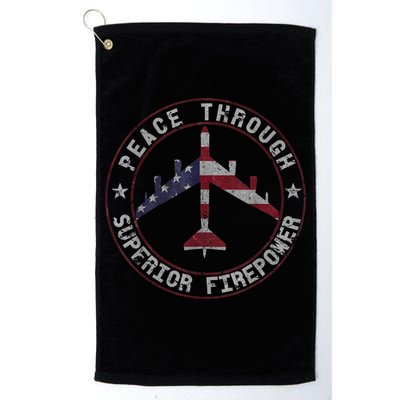 Peace Through Superior Firepower B52 Bomber Vintage Golf Towel