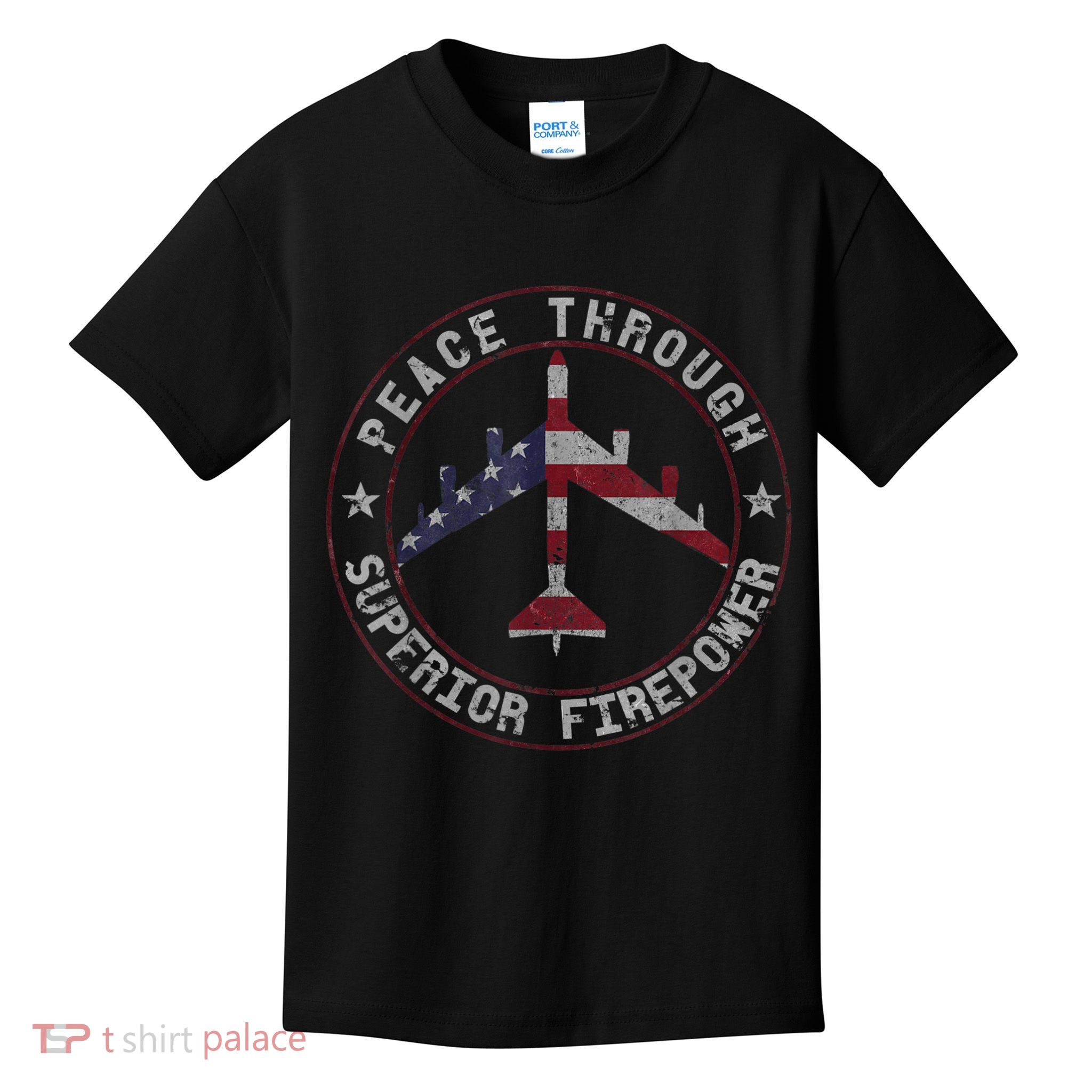 Peace Through Superior Firepower B52 Bomber Vintage Kids T-Shirt