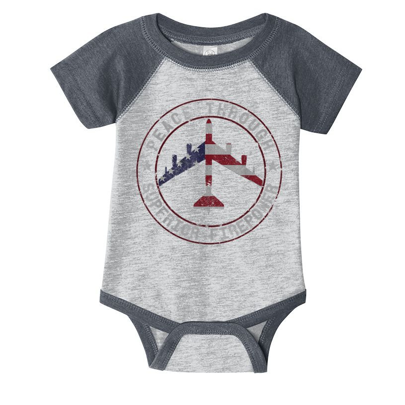 Peace Through Superior Firepower B52 Bomber Vintage Infant Baby Jersey Bodysuit
