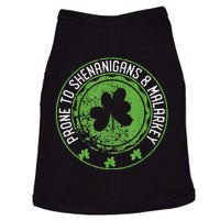 Prone To Shenanigans &amp Malarkey Fun Clovers St Patrick's Day Doggie Tank