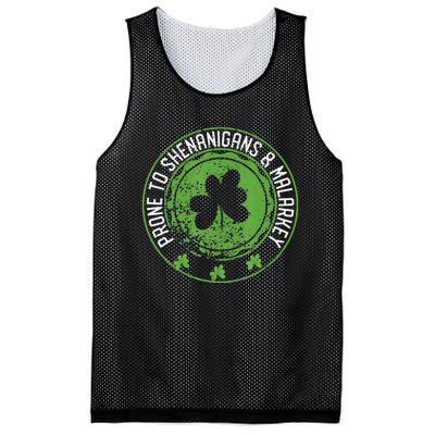 Prone To Shenanigans &amp Malarkey Fun Clovers St Patrick's Day Mesh Reversible Basketball Jersey Tank