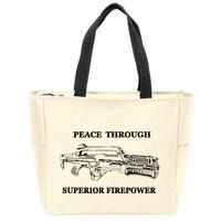 Peace Through Superior Firepower Retro 80S Sci Fi Zip Tote Bag