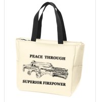 Peace Through Superior Firepower Retro 80S Sci Fi Zip Tote Bag