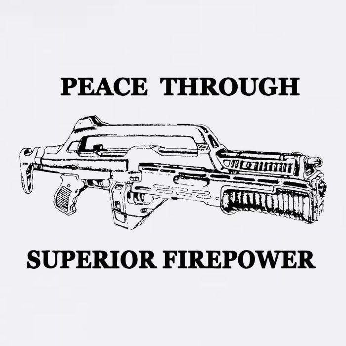 Peace Through Superior Firepower Retro 80S Sci Fi Cooling Performance Crew T-Shirt