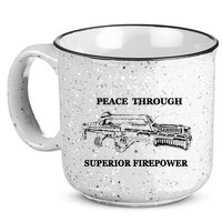 Peace Through Superior Firepower Retro 80S Sci Fi 15oz Campfire Ceramic Mug