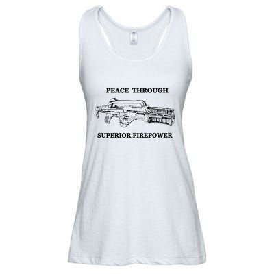 Peace Through Superior Firepower Retro 80S Sci Fi Ladies Essential Flowy Tank