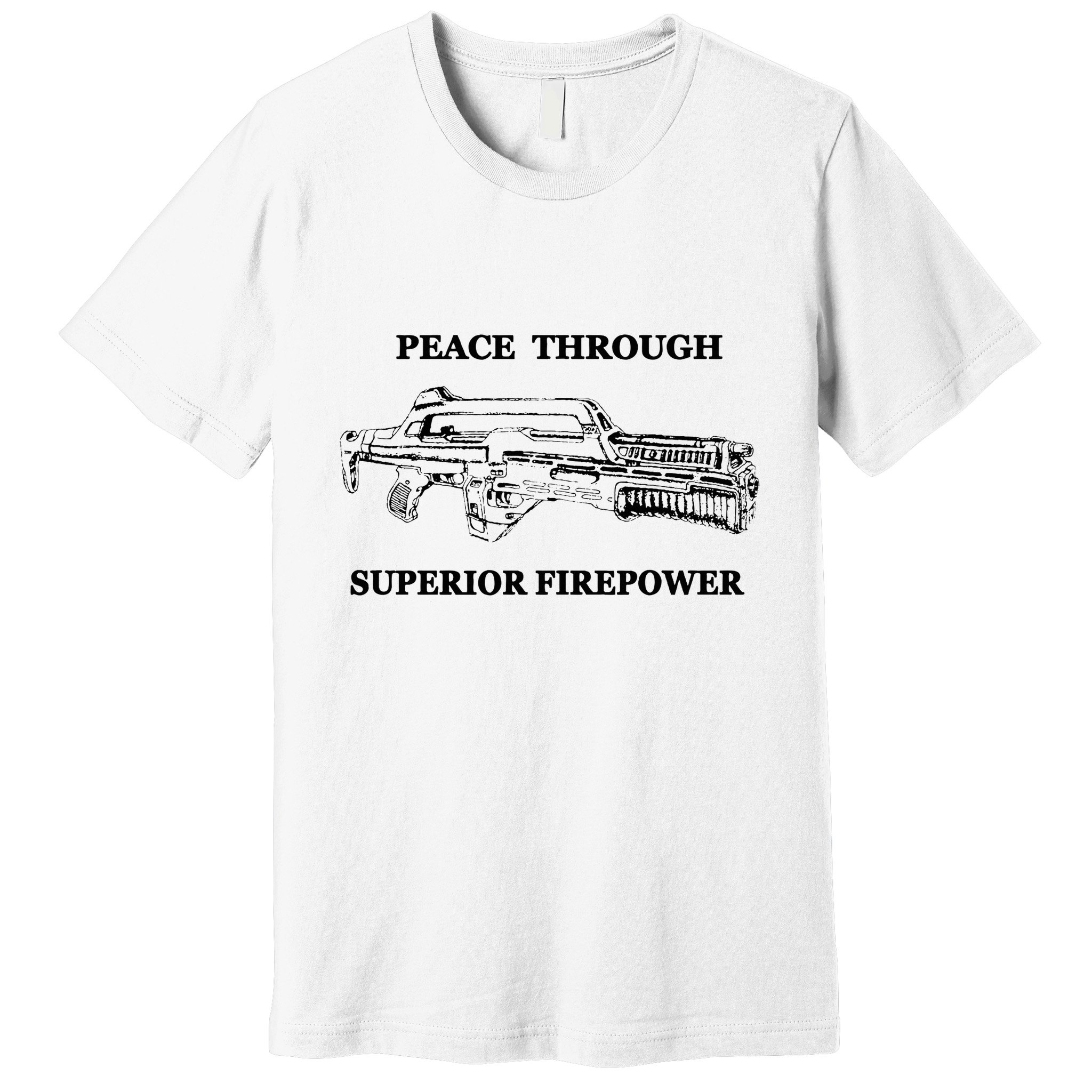 Peace Through Superior Firepower Retro 80S Sci Fi Premium T-Shirt
