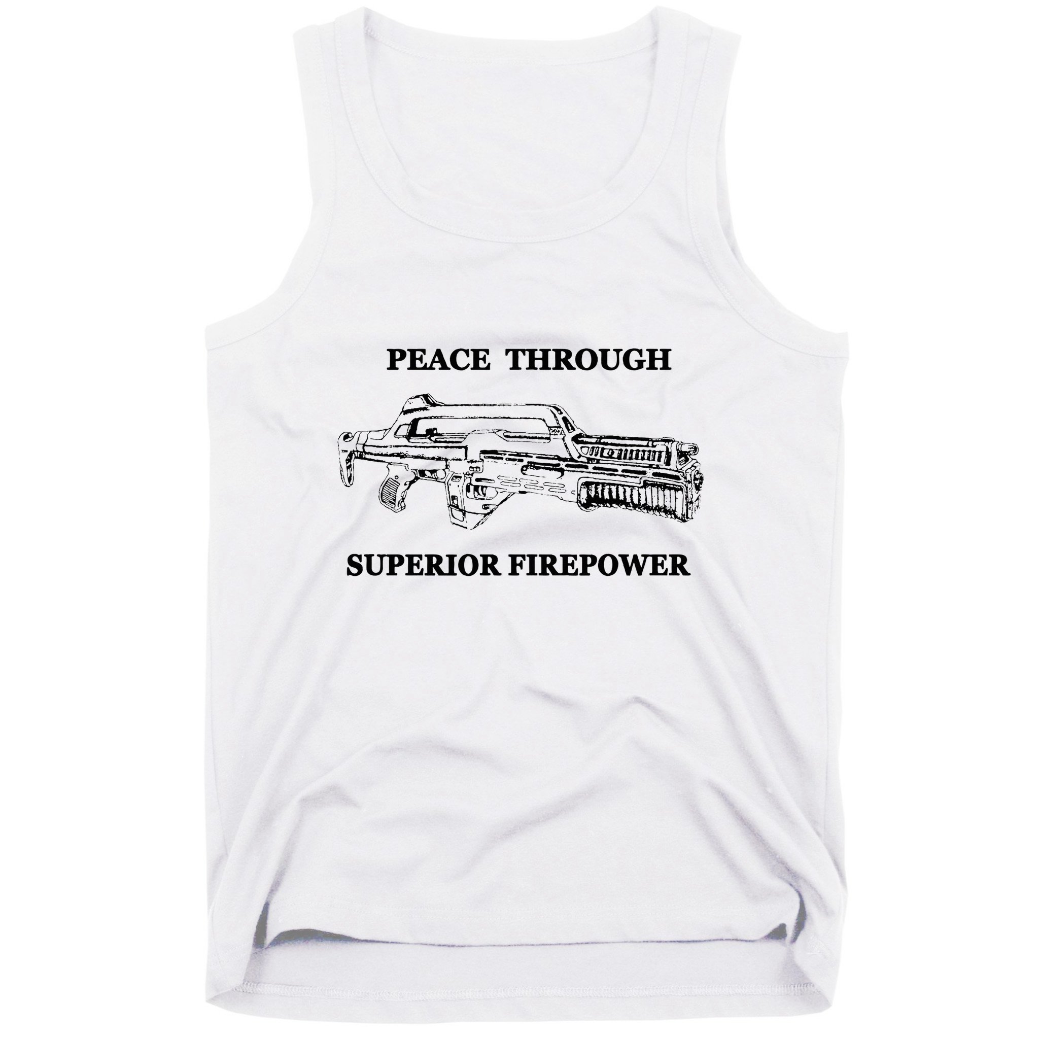 Peace Through Superior Firepower Retro 80S Sci Fi Tank Top