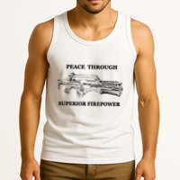 Peace Through Superior Firepower Retro 80S Sci Fi Tank Top