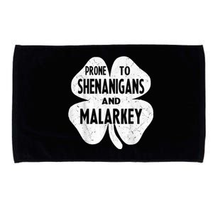 Prone To Shenanigans And Malarkey Funny St Patricks Day Microfiber Hand Towel