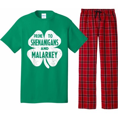 Prone To Shenanigans And Malarkey Funny St Patricks Day Pajama Set