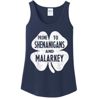 Prone To Shenanigans And Malarkey Funny St Patricks Day Ladies Essential Tank