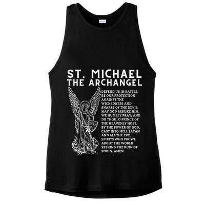 Prayer To St. Michael The Archangel Print Christian Ladies PosiCharge Tri-Blend Wicking Tank
