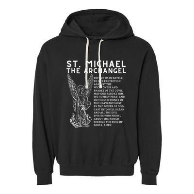 Prayer To St. Michael The Archangel Print Christian Garment-Dyed Fleece Hoodie