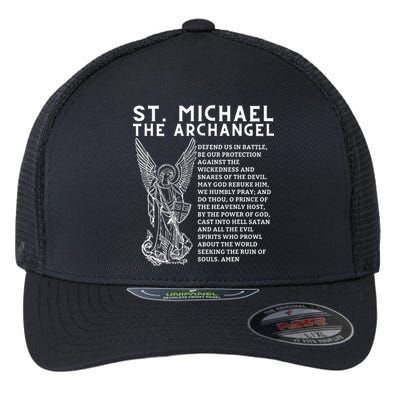 Prayer To St. Michael The Archangel Print Christian Flexfit Unipanel Trucker Cap
