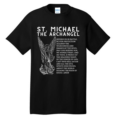 Prayer To St. Michael The Archangel Print Christian Tall T-Shirt