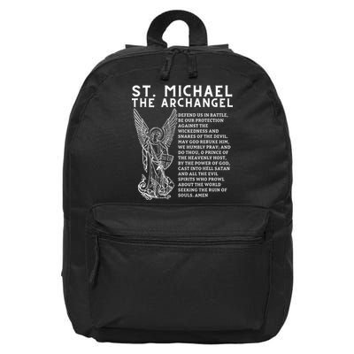 Prayer To St. Michael The Archangel Print Christian 16 in Basic Backpack