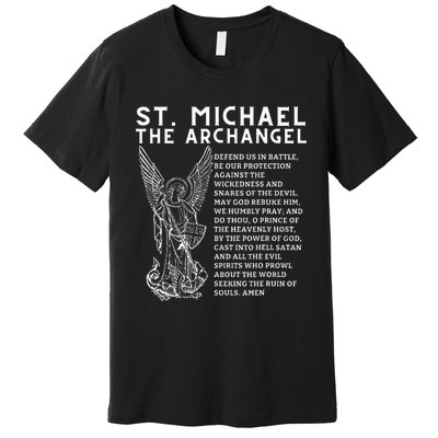 Prayer To St. Michael The Archangel Print Christian Premium T-Shirt