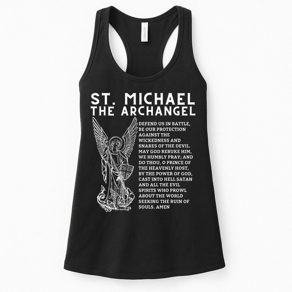 Prayer To St. Michael The Archangel Print Christian Womens Tank Top