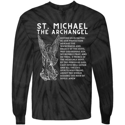 Prayer To St. Michael The Archangel Print Christian Tie-Dye Long Sleeve Shirt