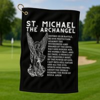 Prayer To St. Michael The Archangel Print Christian Golf Towel