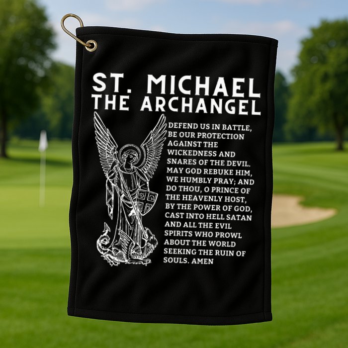 Prayer To St. Michael The Archangel Print Christian Golf Towel