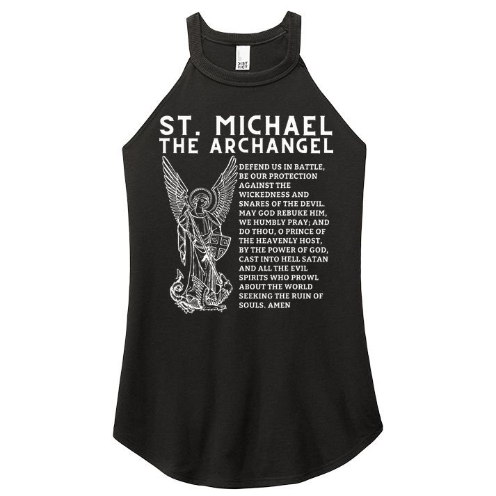 Prayer To St. Michael The Archangel Print Christian Women's Perfect Tri Rocker Tank