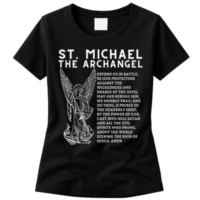Prayer To St. Michael The Archangel Print Christian Womens T-Shirt