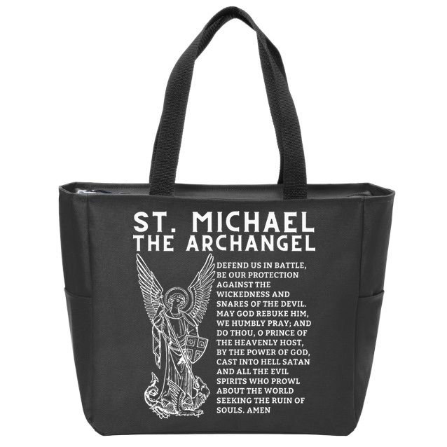 Prayer To St. Michael The Archangel Print Christian Zip Tote Bag