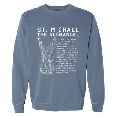 Prayer To St. Michael The Archangel Print Christian Garment-Dyed Sweatshirt