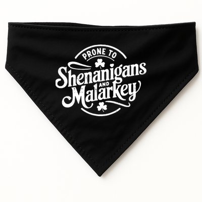 Prone To Shenanigans Malarkey Funny Clovers St Patricks Day USA-Made Doggie Bandana
